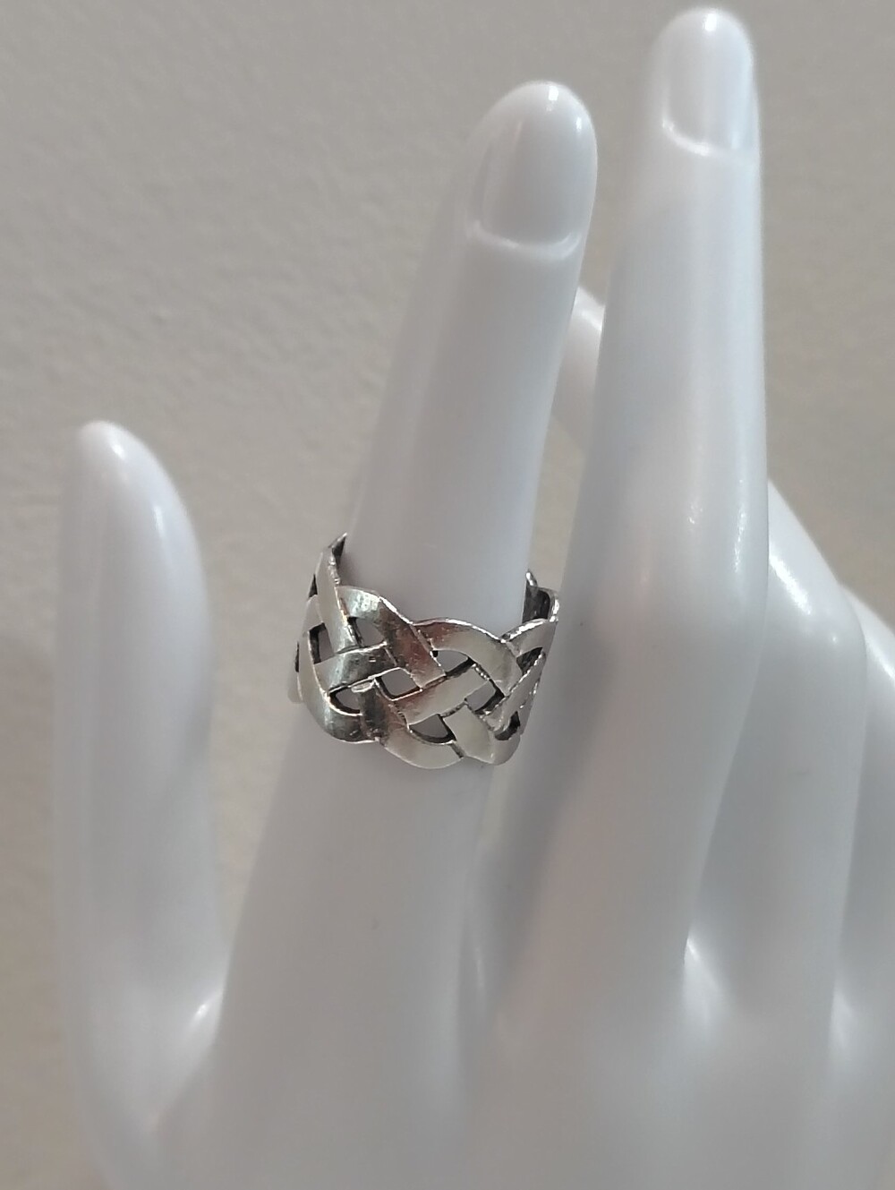 Celtic Knot Band Ring Size 6 Woven Weave Vintage 925 Sterling Silver Wide
